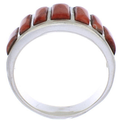 Jewelry Sterling Silver Red Oyster Ring Size 7-3/4 AX36736
